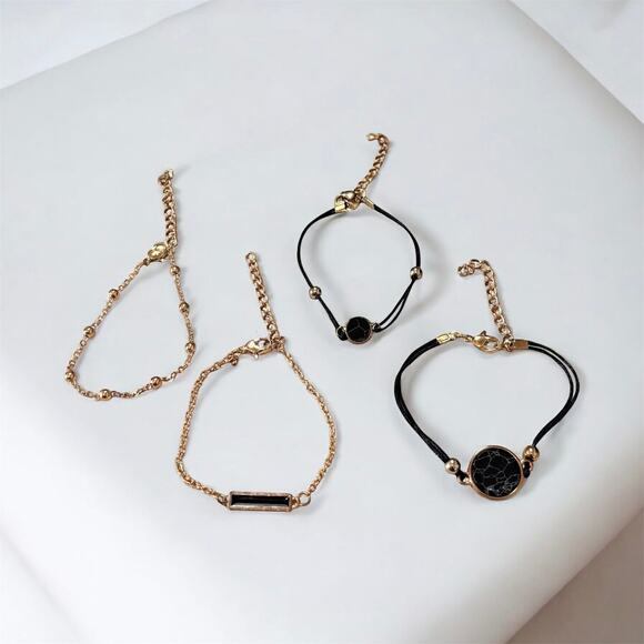 Black Rope Chain Bracelet Set - Picture 3 of 3